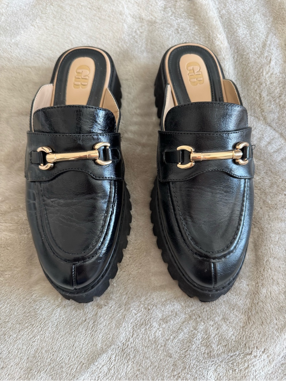 Giana Bini Platform Slip-On Loafers with Gold Bit Details